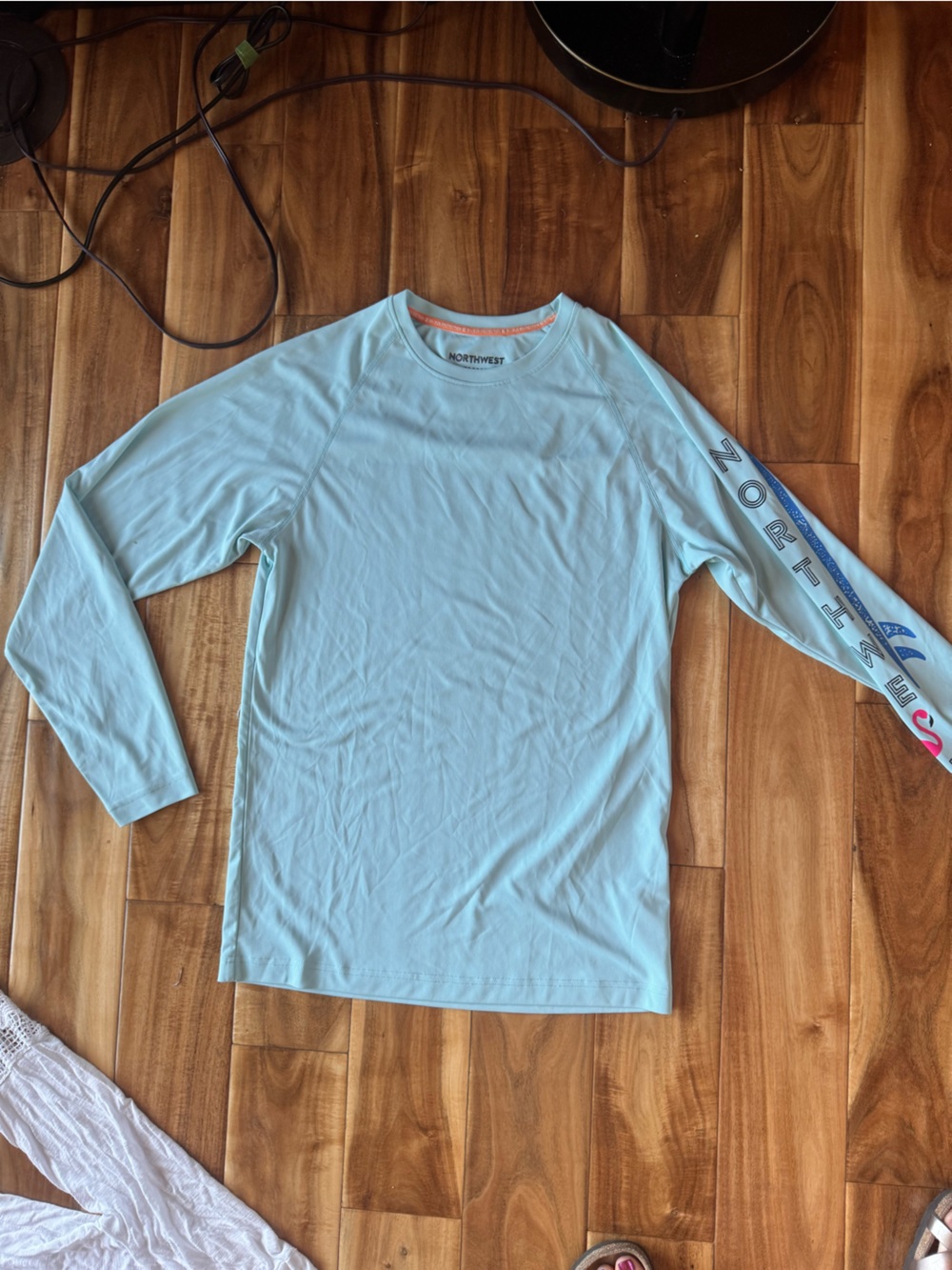 Northwest Light Blue Long Sleeve Sunshirt Tee with Sleeve Graphic